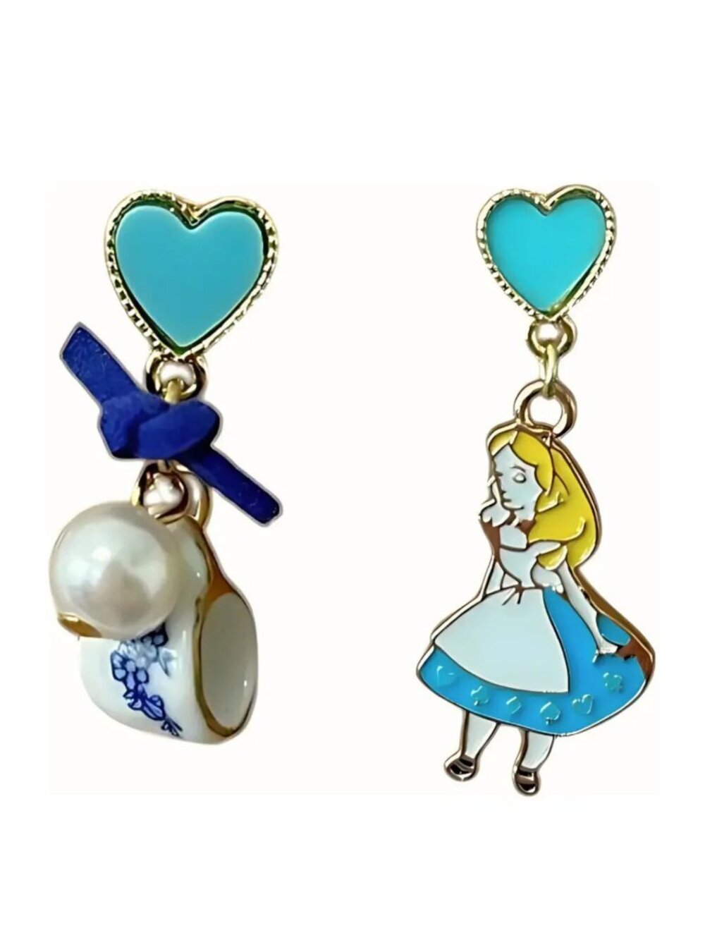 Alice in Wonderland Theme Drop Enamel Painted Hypoallergenic Earrings NEW